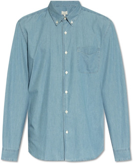 Woolrich Katoenen shirt met zak Woolrich , Blue , Heren - L,M,S