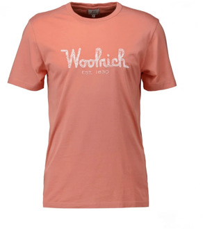 Woolrich Koraal T-shirt met geborduurd logo Woolrich , Red , Heren - Xl,L,M