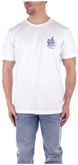 Woolrich Logo Front T-shirts en Polos Woolrich , White , Heren - Xl,L,M,S