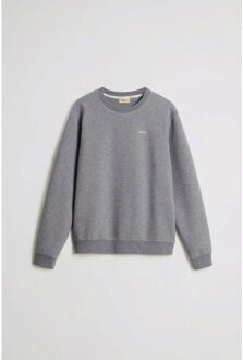 Woolrich Men logo interlock crewneck melange light Grijs