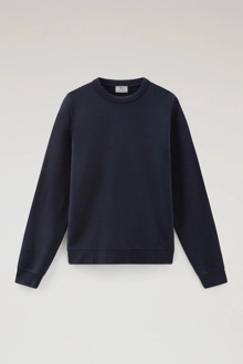 Woolrich Men logo script crewneck melton Blauw