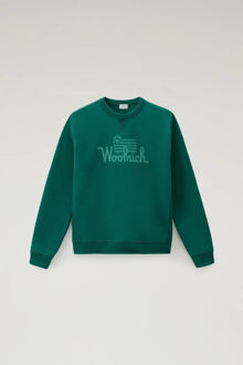 Woolrich Men organic cotton sweater spruce Groen - XXL