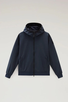 Woolrich Men soft shell full zip hoodie melton Blauw - XL