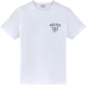Woolrich Navy Logo T-shirt Woolrich , White , Heren - Xl,L,M