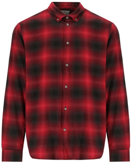 Woolrich Rood en Zwart Geruite Flanellen Overhemd Woolrich , Red , Heren - Xl,L,M