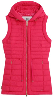 Woolrich Roze Hibiscus Vest - Waterafstotend Windbestendig Woolrich , Pink , Dames - L,Xs