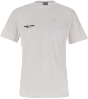 Woolrich Safari Wit Logo T-shirt Woolrich , White , Heren - Xl,L,M,S