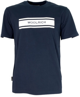 Woolrich Snow White Logo T-shirt Woolrich , Blue , Heren - 3XL