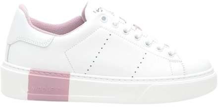 Woolrich Witte en Roze Leren Sneakers Woolrich , White , Dames - 39 1/2 EU