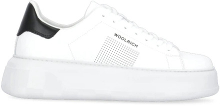 Woolrich Witte Leren Sneakers met Geperforeerde Details Woolrich , White , Dames - 37 Eu,36 Eu,38 Eu,39 Eu,40 EU
