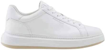 Woolrich Witte leren sneakers met uitneembare binnenzool Woolrich , White , Heren - 44 EU