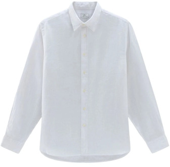 Woolrich Witte Linnen Overhemd Woolrich , White , Heren - Xl,L,S