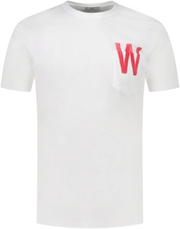 Woolrich Witte T-shirts en Polos met Zakje Woolrich , White , Heren - 2Xl,Xl,L,M,S