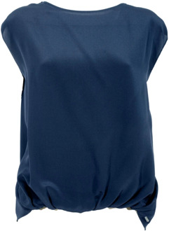 Woolrich Zijden Jersey T-shirt in Blauw Woolrich , Blue , Dames - M,S,Xs