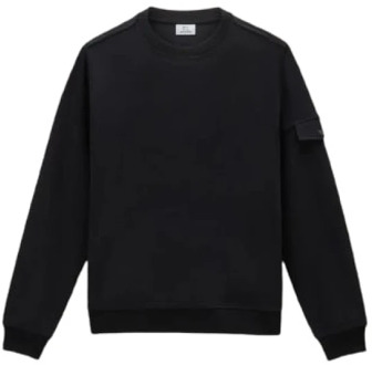 Woolrich Zwart Licht Fleece Sweatshirt Woolrich , Black , Heren - S,3Xl