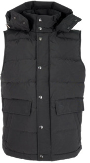 Woolrich Zwarte Afneembare Hood Vest Woolrich , Black , Heren - 2XL