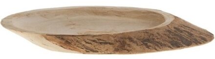 Woondecoratie ovale boomschijf van hout 31 cm - Woondecoratie/woonaccessoires - boomschijven