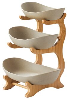 Woonkamer Thuis Snoep Schotel Twee-Layer Plastic Fruitschaal Snack Plaat Creatieve Moderne Gedroogd Fruit Fruitmand Plastic schotel 3 laag Beige