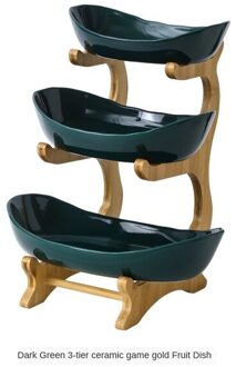 Woonkamer Thuis Snoep Schotel Twee-Layer Plastic Fruitschaal Snack Plaat Creatieve Moderne Gedroogd Fruit Fruitmand Plastic schotel 3 laag groen