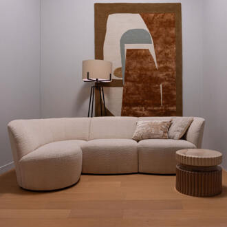 Woood 3-zits Loungebank 'Coco' Links, Bouclé, kleur Crème