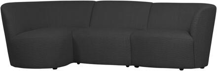 Woood 3-zits Loungebank 'Coco' Links, Bouclé, kleur Donkergrijs