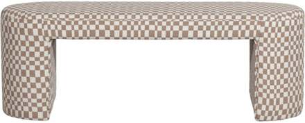 Woood Bankje Jannik ruit dessin Zand - - Breedte: 130.00 cm
