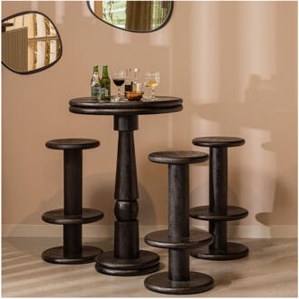 Woood Barkruk 'Kolby' Mangohout, 40cm, kleur Zwart