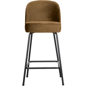 Woood Barstoel 'Vogue' Velvet, kleur Honing Geel (zithoogte 64cm)