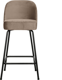 Woood Barstoel 'Vogue' Velvet, kleur Khaki (zithoogte 64cm)
