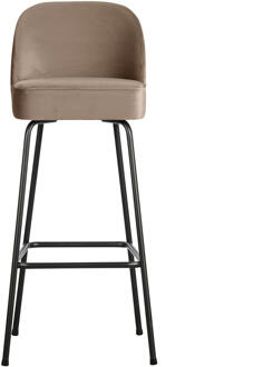 Woood Barstoel 'Vogue' Velvet, kleur Khaki (zithoogte 79cm)