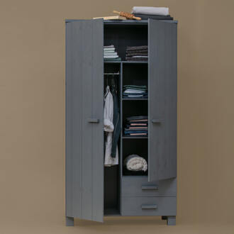 Woood Dennis Kast 2-Deurs met Laden Grijs