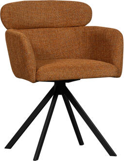 Woood Draaibare Eetkamerstoel 'Fenne' Geweven, kleur Ginger Glossy White