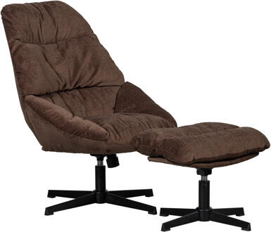 Woood Draaifauteuil 'Yaro' Met hocker, kleur Espresso