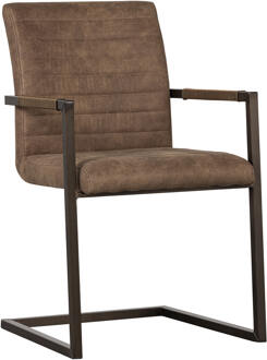 Woood Eetkamerstoel 'Bas' Lederlook, kleur Taupe