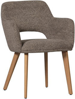 Woood Eetkamerstoel 'Murat' Chenille, kleur Taupe/Naturel