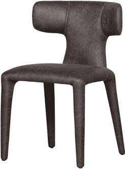 Woood Eetkamerstoel 'Permit' Lederlook, kleur Antraciet