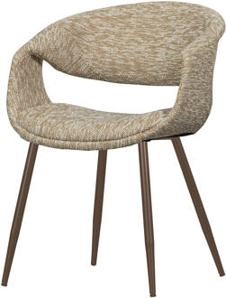 Woood Eetkamerstoel 'Yossi' Geweven stof, kleur Zand/Koper