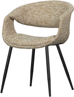 Woood Eetkamerstoel 'Yossi' Geweven stof, kleur Zand/Zwart
