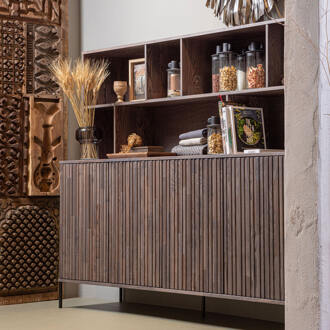 Woood Exclusive New Gravure Wandkast - Essen - Espresso - 150x200x44 Bruin