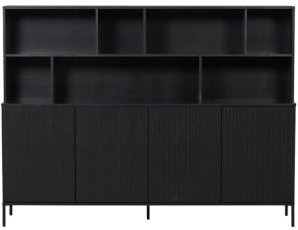 Woood Exclusive New Gravure Wandkast - Grenen - Zwart - 150x200x44