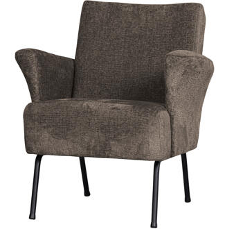 Woood Fauteuil 'Muse' Chenille, kleur Grijs/Bruin