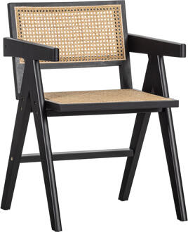 Woood Gunn Eetkamerstoel - Rattan - Zwart - 80x54x54