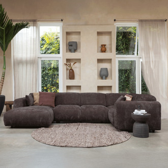 Woood Hoekbank 'Cloud' Rechts, Chenille, kleur Warm Bruin