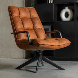 Woood Jouke Draaifauteuil - Kunstleer - Cognac - 96x70x85 Bruin