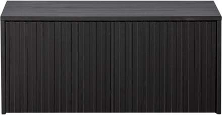 Woood Kistbank Gravure New Grenen Zwart - - Breedte: 88.00 cm