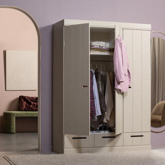 Woood Kledingkast 'Connect' 3 deuren en 3 laden, kleur Dust