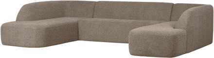 Woood Lounge U-Bank 'Sloping' Chenille, kleur Lichtbruin