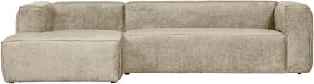Woood Loungebank 'Bean' Links, Structure Velvet, kleur Buttermilk