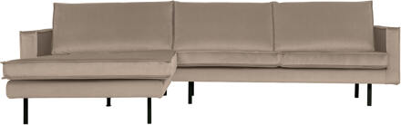 Woood Loungebank 'Rodeo' Links, Velvet, kleur Khaki