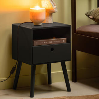 Woood Nachtkastje 'Ozzy' kleur Zwart